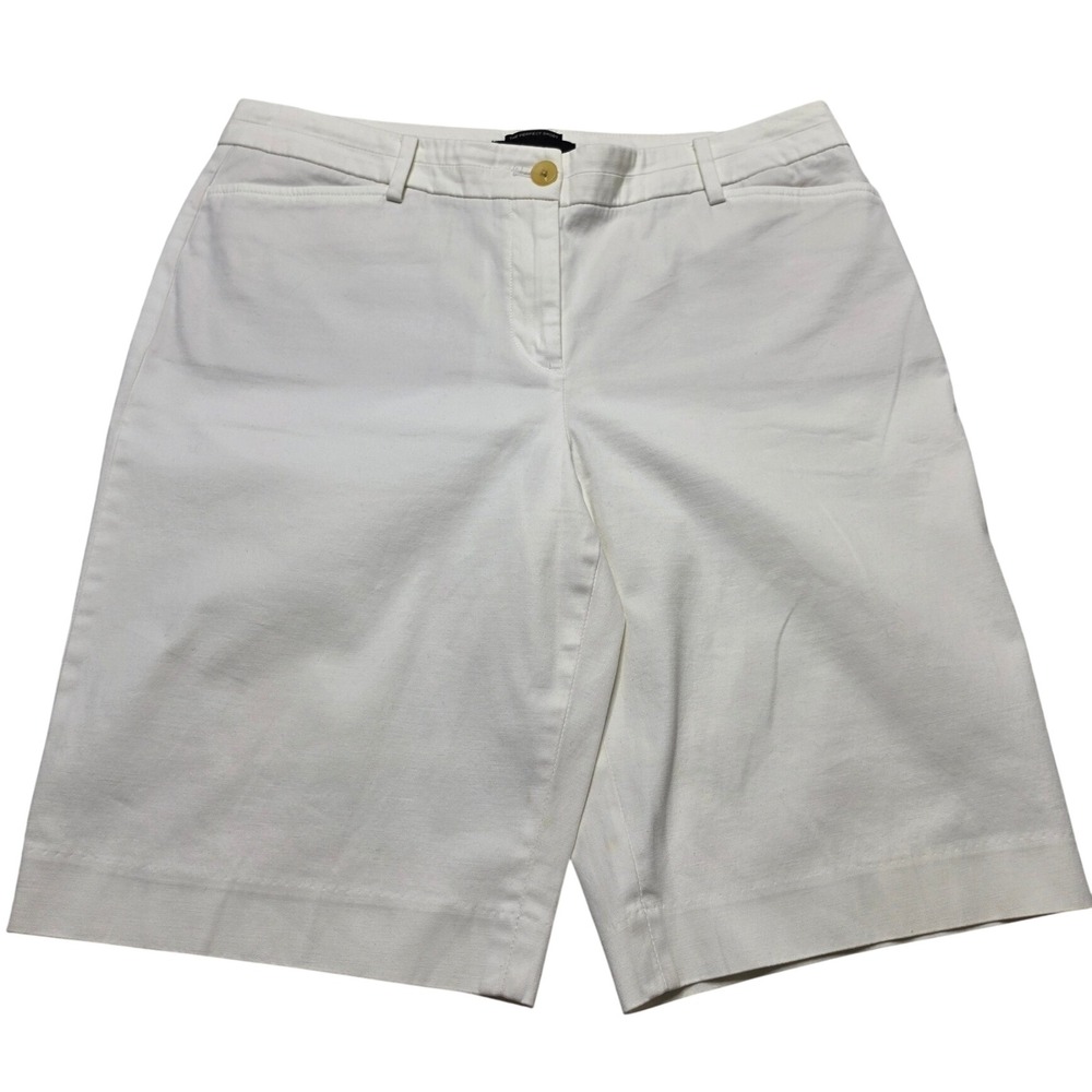 Talbots The Perfect Short Womens 8 White Bermuda Cotton Stretch Casual Summer